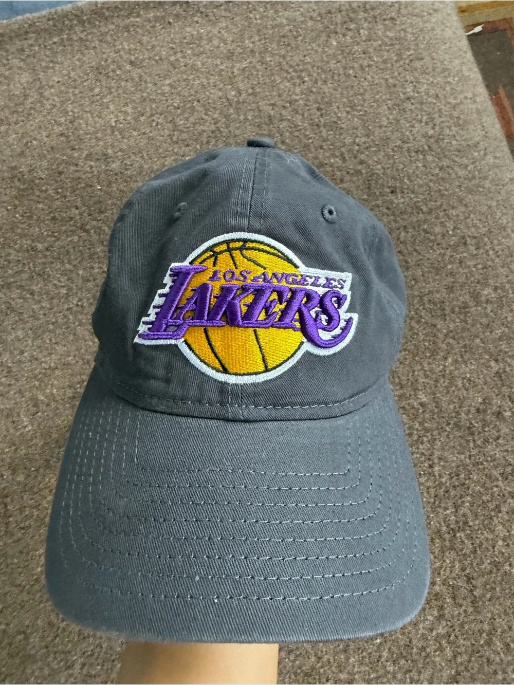 Gray Lakers Dad Cap with Embroidered Logo
